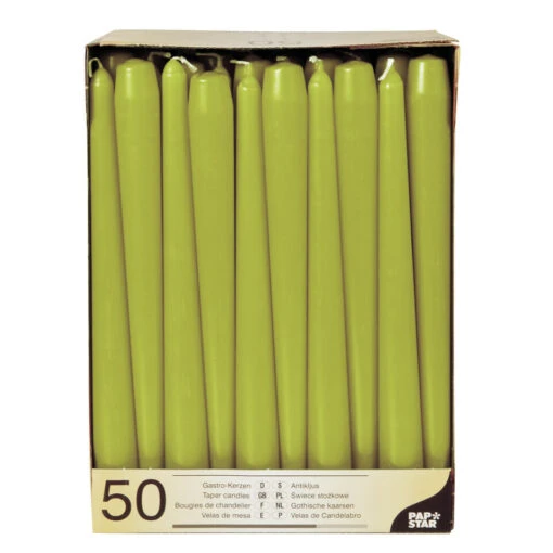 Conpax Candles Dinerkaarsen - 50x - Olijf Groen - 7 Branduren - 25 Cm -Lifestyle-Productwinkel 1000011187