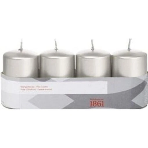 Trend Candles Stompkaarsen - 4 Stuks - Zilver - 18 Branduren -Lifestyle-Productwinkel 1000014638