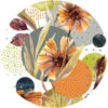 Sanders & Sanders Zelfklevende Behangcirkel - Bloemen - Groen, Oranje En Grijs -Lifestyle-Productwinkel 1000037758