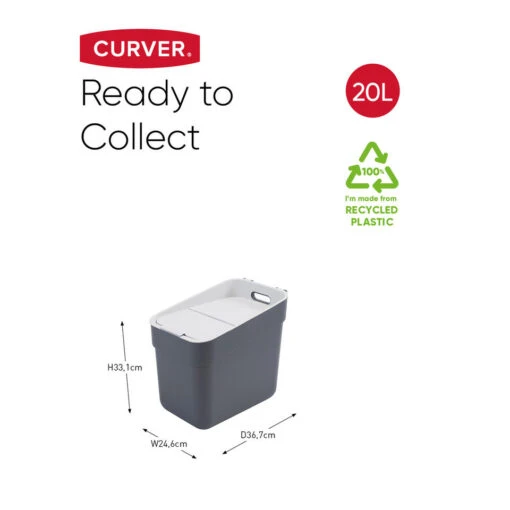 Curver Ready To Collect Prullenbak 20L - Donkergrijs -Lifestyle-Productwinkel 1000047941 0101