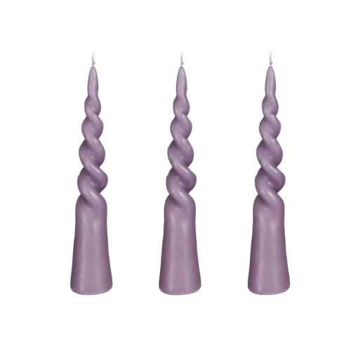 Mica Decorations Twist Kegelkaars - Set Van 3 - H25 X Ø5 Cm - Lila -Lifestyle-Productwinkel 1000064809