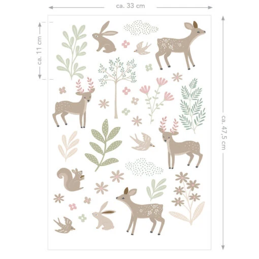 ESTAhome Muursticker - Hertjes - Beige En Groen - 33 Cm X 47,5 Cm - 156118 -Lifestyle-Productwinkel 1000074745 0103