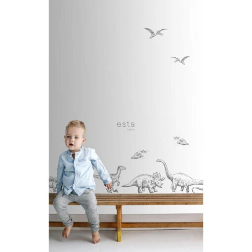 ESTAhome Muursticker - Dinosaurussen - Zwart Wit - 47,5 Cm X 66 Cm - 156105 -Lifestyle-Productwinkel 1000074768 0101