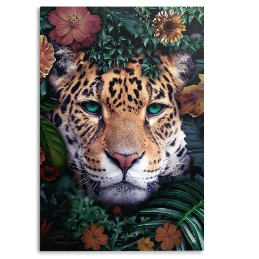 Glasschilderij Jungle Luipaard 116x78 Cm Bont -Lifestyle-Productwinkel 1000082398