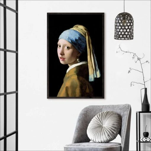 Ingelijste Poster Vermeer Meisje Met De Parel 93x63 Cm Geel -Lifestyle-Productwinkel 1000095053 0101