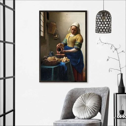 Ingelijste Poster Vermeer Melkmeisje 93x63 Cm Geel -Lifestyle-Productwinkel 1000095055 0101