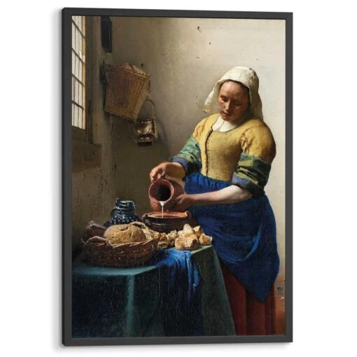 Ingelijste Poster Vermeer Melkmeisje 93x63 Cm Geel -Lifestyle-Productwinkel 1000095055