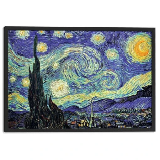 Ingelijste Poster Van Gogh Sterrennacht 63x93 Cm Blauw -Lifestyle-Productwinkel 1000095056