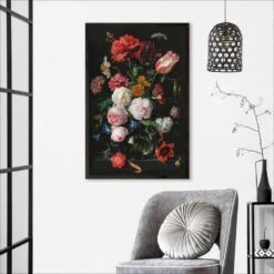 Ingelijste Poster De Heem Stilleven Met Bloemen 93x63 Cm Rood -Lifestyle-Productwinkel 1000095058 0101