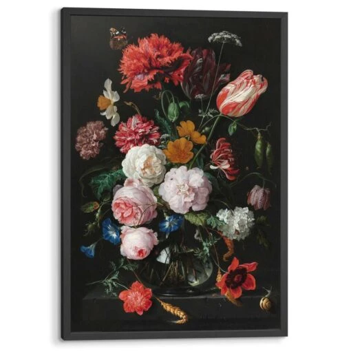 Ingelijste Poster De Heem Stilleven Met Bloemen 93x63 Cm Rood -Lifestyle-Productwinkel 1000095058