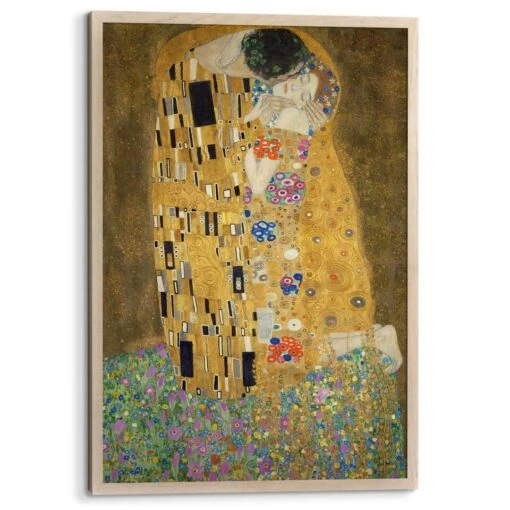 Ingelijste Poster Klimt De Kus 93,5x63 Cm Goudkleurig -Lifestyle-Productwinkel 1000095063