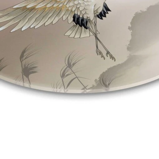 Glasschilderij Kraanvogels In Pastel Ø 50 Cm Beige -Lifestyle-Productwinkel 1000097339 0103