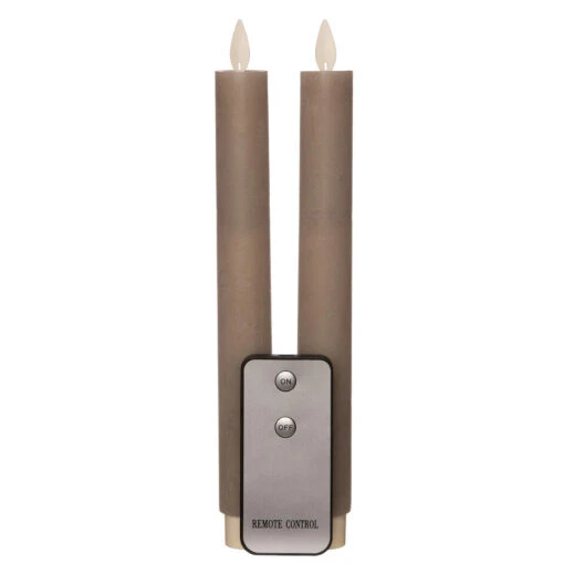 Anna Collection LED Dinerkaarsen - 2x St - Taupe Kleur - 23 Cm -Lifestyle-Productwinkel 1000099220