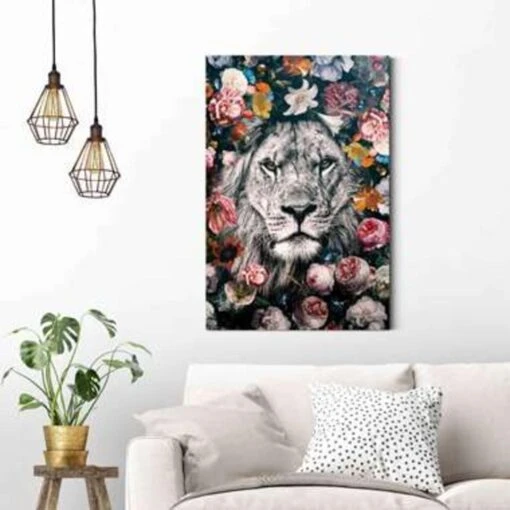 Schilderij Jungle Leeuw 90x60 Cm Bont -Lifestyle-Productwinkel 1119878800 0101