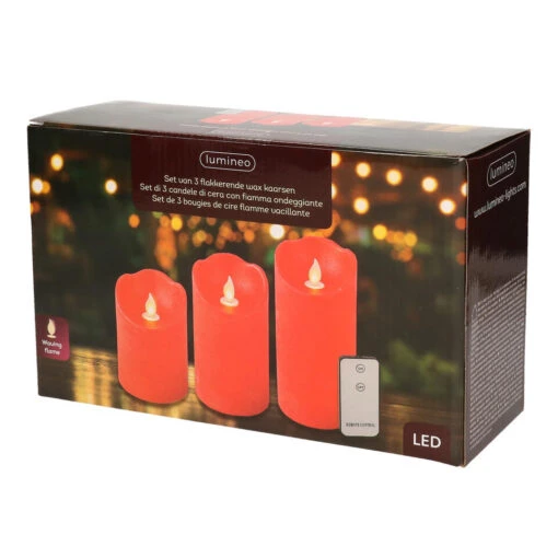 Lumineo Stompkaarsen - LED - 3 Stuks - Rood - Met Afstandsbediening -Lifestyle-Productwinkel 1e7bad55e97f4fe09366807b72eabbab