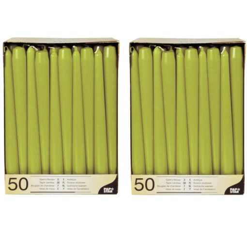 Conpax Candles Dinerkaarsen - 50x - Olijf Groen - 7 Branduren - 25 Cm -Lifestyle-Productwinkel 7def312f2805452799d0f5106e40c734